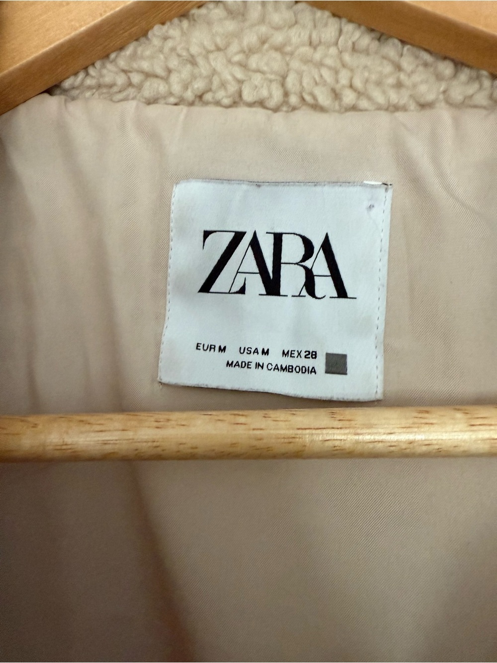 Zara Beige Teddy Jacket - Plush Sherpa Coat - Picture 3 of 3